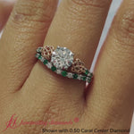 Load and play video in Gallery viewer, Round Cut Two Tone Celtic Wedding Ring Set
