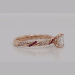 Load and play video in Gallery viewer, princess-cut-ruby-twisted-vine-engagement-ring-in-rose-gold-FD9127PR
