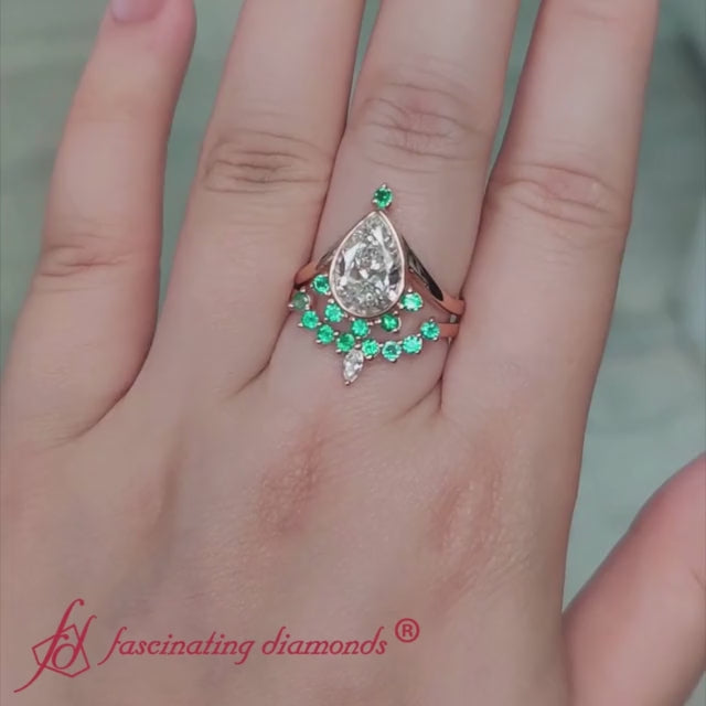 tiara-pear-bezel-emerald-lab-diamond-wedding-ring-set-in-18k-rose-gold-fd9670-rg