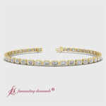 Load and play video in Gallery viewer, 4-ct-emerald-cut-bezel-tennis-diamond-bracelet-in-yellow-gold-render-fdbrc10583-4-00-ct