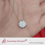 Load and play video in Gallery viewer, Round Bezel 0.75 Carat Solitaire Pendant