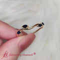 Thumbnail 1 - VineMarquiseSimpleSapphireWeddingBandIn18KYellowGold-FDENR3211B