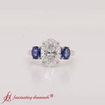 Load and play video in Gallery viewer, Three Stone Oval Basket Lab Grown Ring