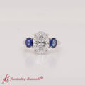 Thumbnail 5 - Three Stone Oval Basket Lab Grown Ring