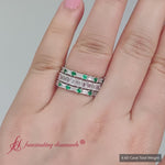 Load and play video in Gallery viewer, emerald-cut-eternity-band-with-matching-baguette-and-round-with-emerald-in-14K-white-gold-FD8331BGEMGR-fancyvideo
