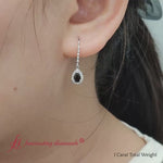 Load and play video in Gallery viewer, Pear Shaped Halo Leverback Earrings For Her
