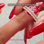 Load and play video in Gallery viewer, 9 Stone Emerald Cut Wedding Ring
