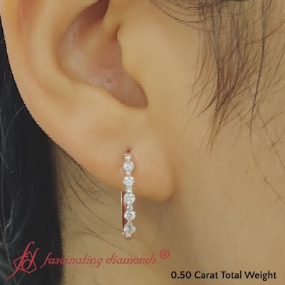 floating bezel diamond huggie earring in 14k rose gold-FDLASDER01023-F-1000