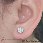 Load and play video in Gallery viewer, round-cut-diamond-7-stone-cluster-two-tone-stud-earrings-white-gold-fdear1081-640-3
