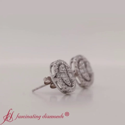 oval shaped baguette diamond stud earrings in 14k white gold-FDEAR10837-1000-NEW-2