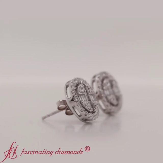 oval shaped baguette diamond stud earrings in 14k white gold-FDEAR10837-1000-NEW-2