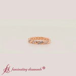 Load and play video in Gallery viewer, Twisted-Vine-Diamond-Wedding-Band-With-Ice-Blue-Topaz-Rose-Gold-FD9127B

