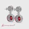Load and play video in Gallery viewer, halo-round-ruby-two-stone-drop-earrings-in-white-gold-fdear11203-video