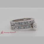 Load and play video in Gallery viewer, marquise-cut-filigree-wedding-set-with-blue-topaz-in-14k-white-gold-fdens3543
