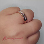 Load and play video in Gallery viewer, mens-channel-set-wedding-ring-with-pink-sapphire-in-rose-gold-fdm8040-2000
