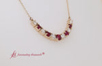 Load and play video in Gallery viewer, 1-carat-diamond-graduated-smile-necklace-with-ruby-in-yellow-gold-fdpd9195-video
