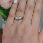 Load and play video in Gallery viewer, emerald-cut-bar-set-diamond-ring-with-matching-3-baguette-wedding-band-in-yellow-gold-FDENS100EM

