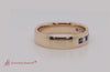 Load and play video in Gallery viewer, channel-set-princess-cut-diamond-band-for-men-with-sapphire-in-14k-yellow-gold-fdmr1097