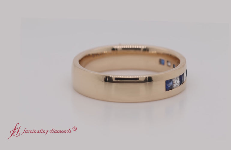 channel-set-princess-cut-diamond-band-for-men-with-sapphire-in-14k-yellow-gold-fdmr1097