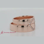 Load and play video in Gallery viewer, his-and-her-diamond-matching-wedding-band-in-14k-rose-gold-fd1144b-720
