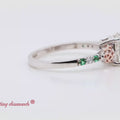 Thumbnail 27 - Celtic+Cushion+Lab+Diamond+Engagement+Ring+With+Emerald+In+14K+White+Gold-FDENS2255R
