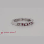 Load and play video in Gallery viewer, vintage-looking-pave-diamond-ring-with-red-ruby-in-white-gold-wg
