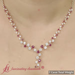 Load and play video in Gallery viewer, graduated-zigzag-drop-diamond-necklace-with-ruby-in-yellow-gold-fdnk8197-fancyvideo
