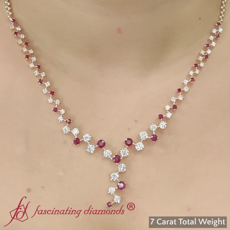 graduated-zigzag-drop-diamond-necklace-with-ruby-in-yellow-gold-fdnk8197-fancyvideo