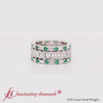 Load and play video in Gallery viewer, emerald-cut-eternity-band-with-matching-baguette-and-round-with-emerald-in-14K-white-gold-FD8331B-2000
