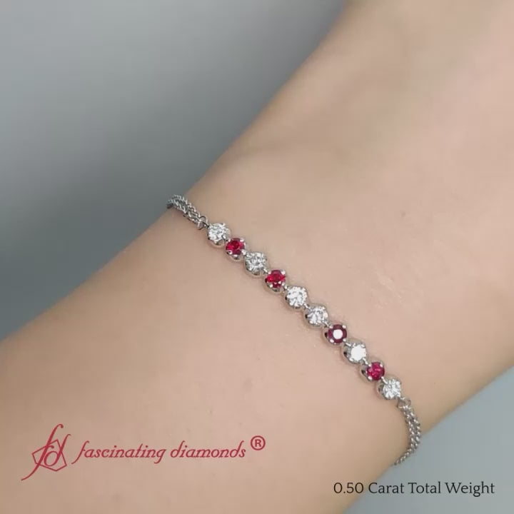 Round-gold-chain-bar-bracelet-with-ruby-in-14k-white-gold-fdbrc10587ro
