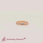 Load and play video in Gallery viewer, Twisted-Vine-Diamond-Wedding-Band-With-Ice-Blue-Topaz-Rose-Gold-FD9127B