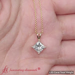 Load and play video in Gallery viewer, 1.50-carat-princess-cut-solitaire-kite-diamond-pendant-in-yellow-gold-FDPD10811PR-1.50
