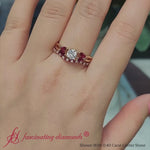 Load and play video in Gallery viewer, round-cut-twisted-diamond-bridal-set-with-ruby-in-14K-yellow-gold-FD8300FANCY-720