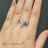 Marquise Sapphire Bezel Set Nature Inspired Marquise Cut Lab Diamond Engagement Ring In 14K White Gold-FD10962R-2000
