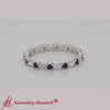 Load and play video in Gallery viewer, baguette-and-round-diamond-band-with-blue-sapphire-in-white-gold-fdewb318gs