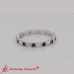 Load and play video in Gallery viewer, baguette-and-round-diamond-band-with-blue-sapphire-in-white-gold-fdewb318gs

