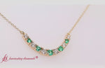 Load and play video in Gallery viewer, 1-carat-diamond-graduated-smile-necklace-with-emerald-in-yellow-gold-fdpd9195-video
