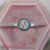 Load and play video in Gallery viewer, baguette-round-cut-halo-accented-sapphire-engagement-ring-in-white-gold-FD10047-fancyvideo