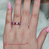 Load and play video in Gallery viewer, 4-carat-heart-eternity-diamond-anniversary-band-with-ruby-in-white-gold-FDEWB8439