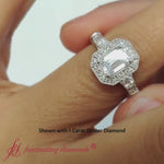 Load and play video in Gallery viewer, art deco emerald cut lab diamond engagement ring in 14k white gold-FD9760EMR
