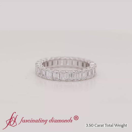 3.50 Carat Emerald Cut Eternity Anniversary Wedding with Lab Diamond Band 14K White Gold-FDEWB9293-EM-3.50 CT-2000