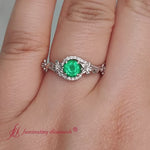 Load and play video in Gallery viewer, flower-emerald-engagement-ring-in-14k-white-gold-fdenr10057