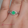 Thumbnail 1 - flower-emerald-engagement-ring-in-14k-white-gold-fdenr10057