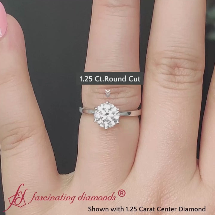 1.25 Carat Lab Six Prong Round Lab Diamond Ring In 14K White Gold-FD9334ROR-720