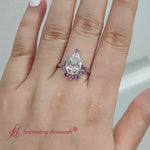 Load and play video in Gallery viewer, bezel-set-pear-crown-blue-topaz-engagement-ring-in-14k-white-gold-fd1046per