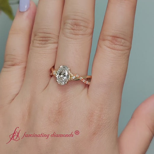 Infinity Daisy Floral Oval Shaped Orange Sapphire Lab Diamond Engagement Ring In 18K Yellow Gold-FD9986R-2000 (1)