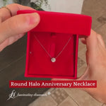 Load and play video in Gallery viewer, Half Carat Diamond Halo Necklace
