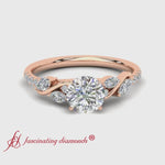 Load and play video in Gallery viewer, Round Cut Curved Vine Engagement Ring
