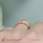 Load and play video in Gallery viewer, Basket-prong-seven-asscher-cut-1-ct.-anniversary-ring-in-rose-gold-FD10118B-720