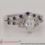 Load and play video in Gallery viewer, Marquise Cut Two Tone Celtic Bridal Ring Set
